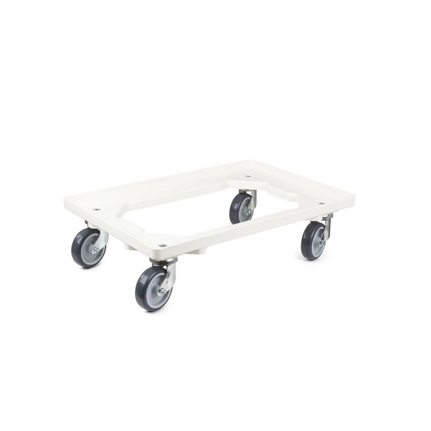 PROREGAL Transportroller für Euroboxen 60 x 40 cm mit Gummiräder Weiß Offenes Deck 4 Lenkrollen Traglast 300 kg