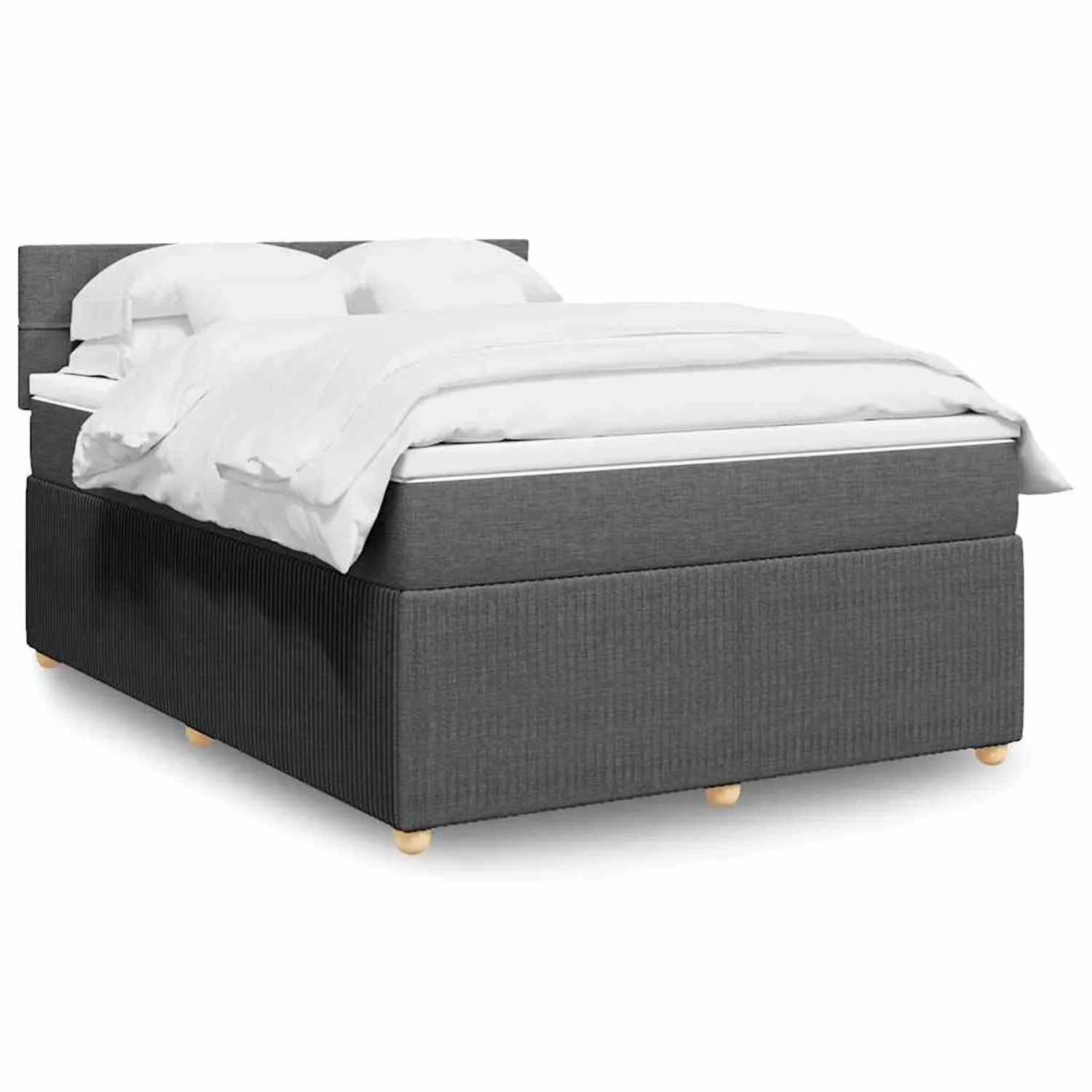 vidaXL Boxspringbett mit Matratze Dunkelgrau 140x200 cm Stoff 3289780