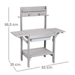 roba Matschküche Midi aus Holz, grau. Kinderküche für Garten & Terrasse mit Stauraum.