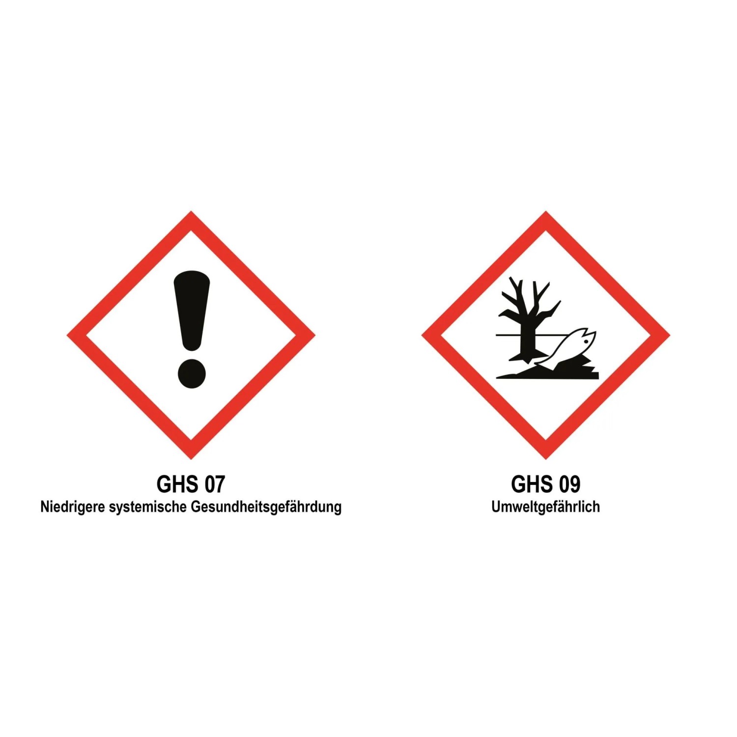 Gefahrensymbole für Fresh-Pool 5in1 Chlortabletten: Reizend (GHS07) und umweltgefährlich (GHS09).