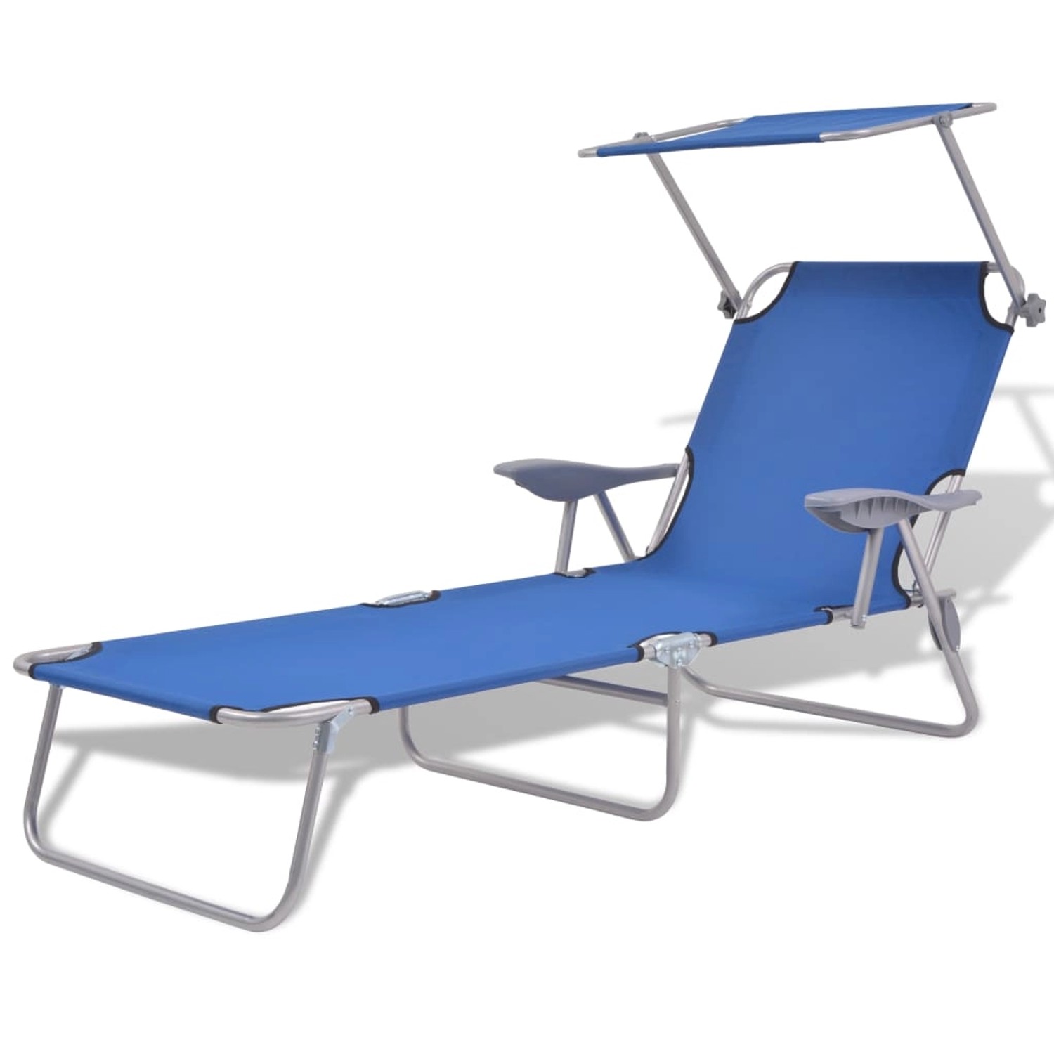 furnicato Sonnenliege mit Sonnenschutz Stahl Blau günstig online kaufen