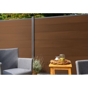 GartenLand WPC Zaun Set XL Ameland Co-extrudiert ca. 180 x 180 cm Sichtschutz Steckzaun Ipê Ohne Pfosten Ohne Abschlussleiste
