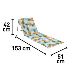 Liegestuhl Palmelo mit Ananasmuster, Stahlgestell, Maße: 42x51x153 cm. Ideal für Camping & Freizeit.