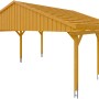Skan Holz Carport Fichtelberg, Doppelcarport aus Fichte in Eiche Hell mit Dachlattung.