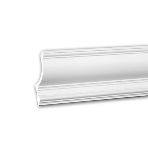 Weiße PROFHOME Eckleiste (200cm) für indirekte Beleuchtung. Zierleiste/Stuckleiste aus Polyurethan.