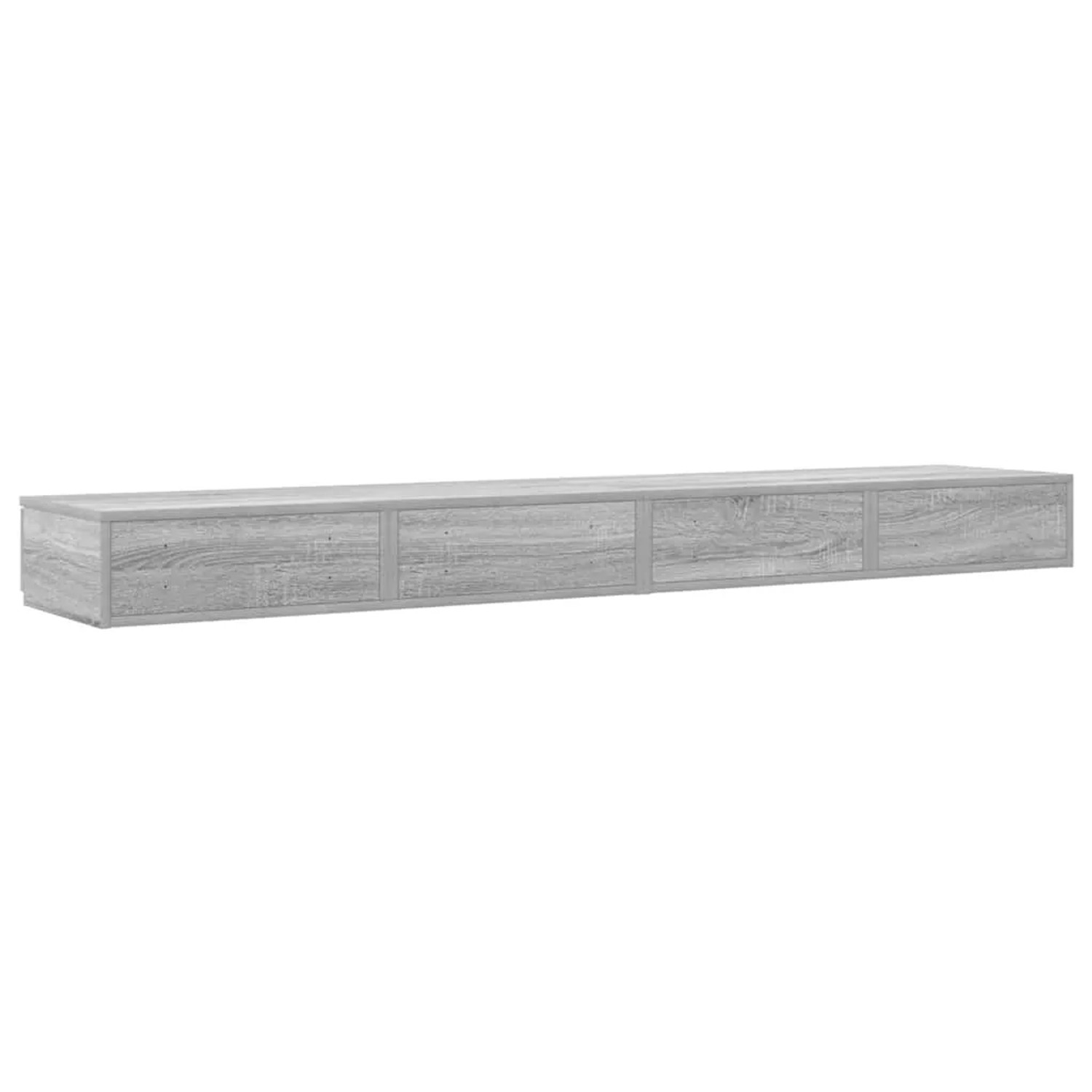 Lange Bettschublade Grau Sonoma aus Holzwerkstoff mit Holzmaserung, minimalistisch für Schlafzimmer-Aufbewahrung.