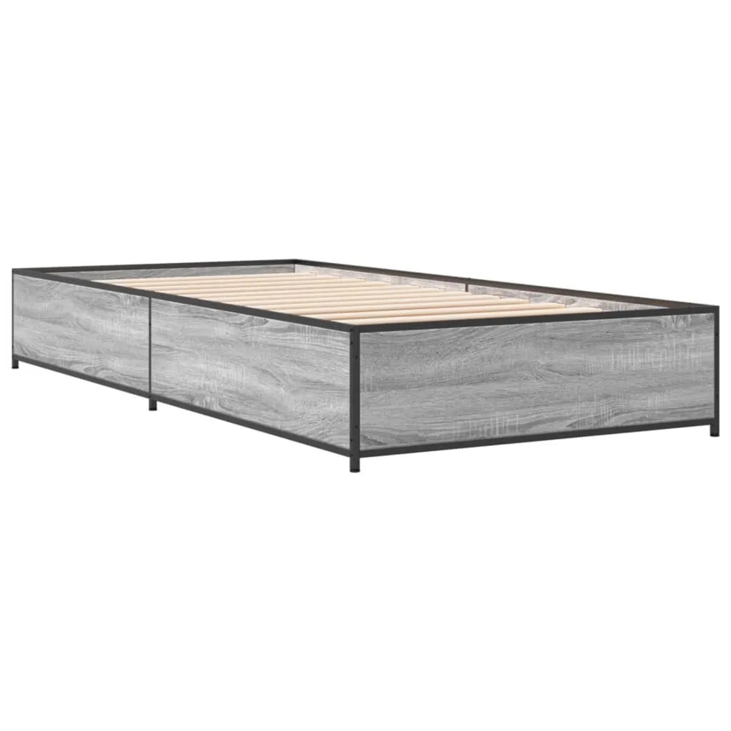 vidaXL Bettgestell Grau Sonoma 90x190 cm Holzwerkstoff und Metall 845119 günstig online kaufen