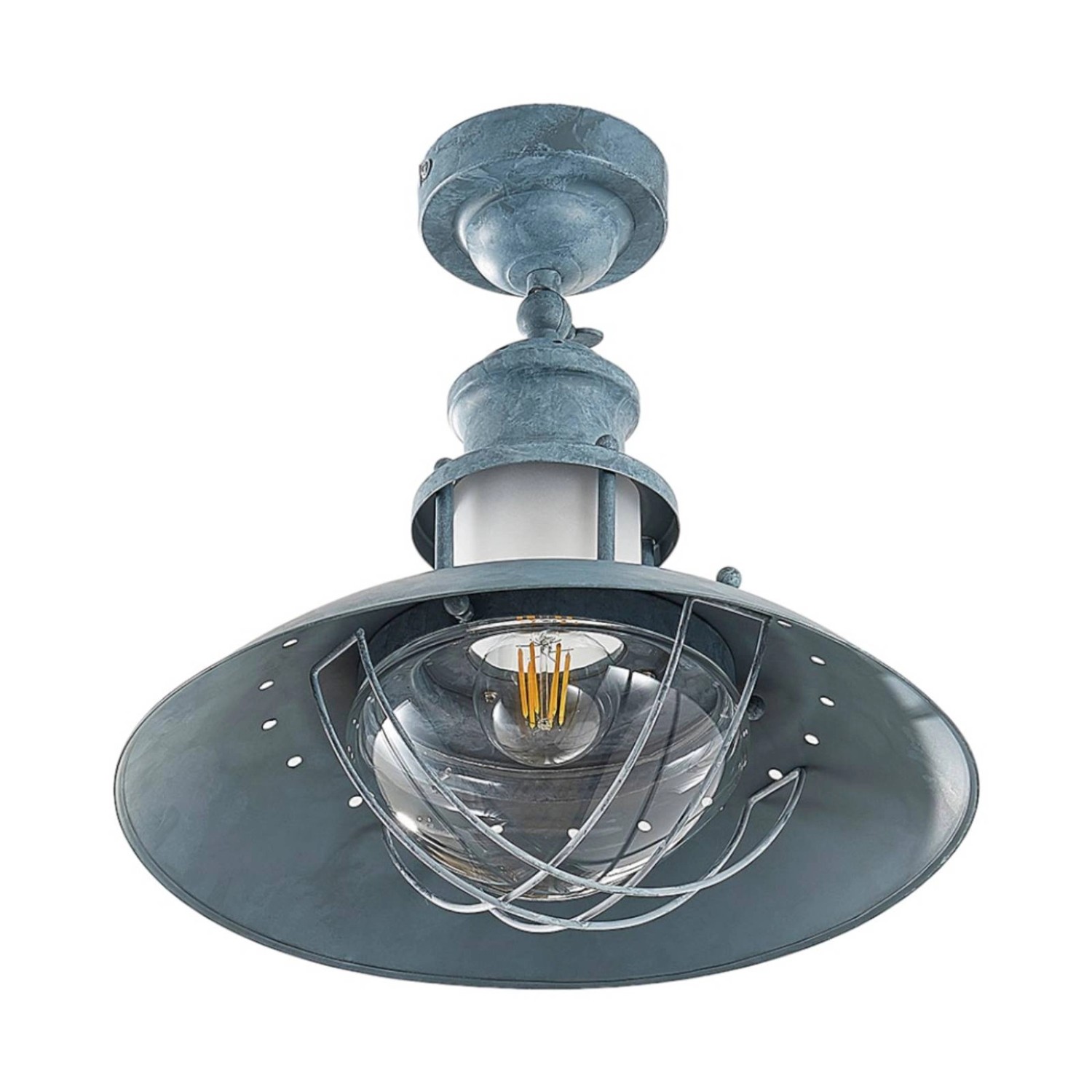 Lindby Deckenlampe Louisanne 9621438 Vintage Industriell in Alu aus Metall 1-flammig E27 Küchenleuchte