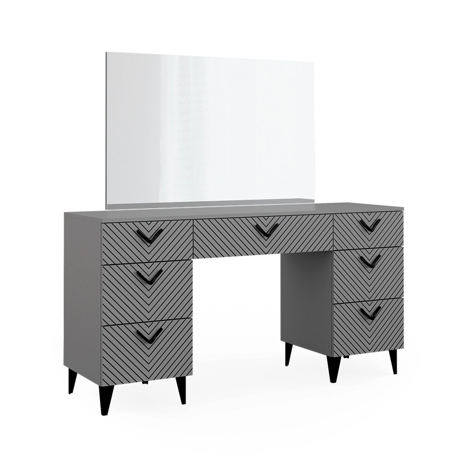 Vicco Schminktisch Anett Grau 150 cm mit 7 Schubladen günstig online kaufen