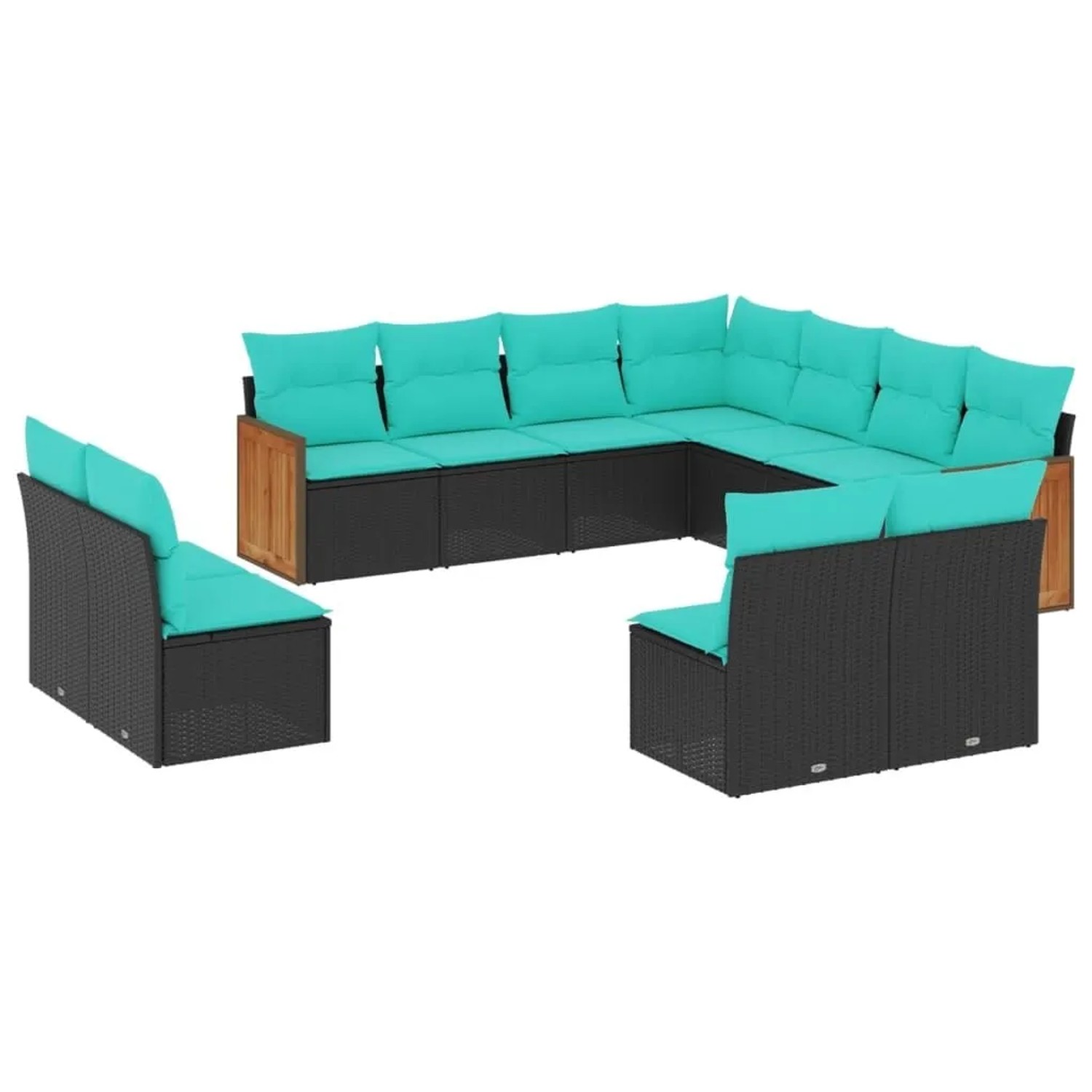 vidaXL 11-Tlg Gartensofa-Set mit Kissen Schwarz Polyrattan 3227765 günstig online kaufen