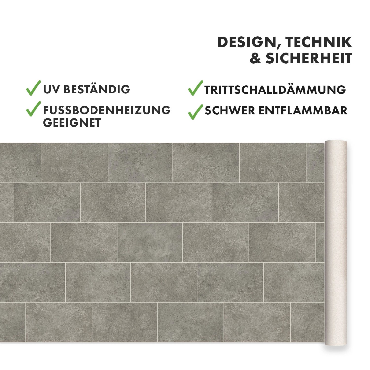 KARAT CV-Belag Kent 968M in Steinfliesenoptik, gerollt. PVC-Bodenbelag für Fußbodenheizung geeignet.