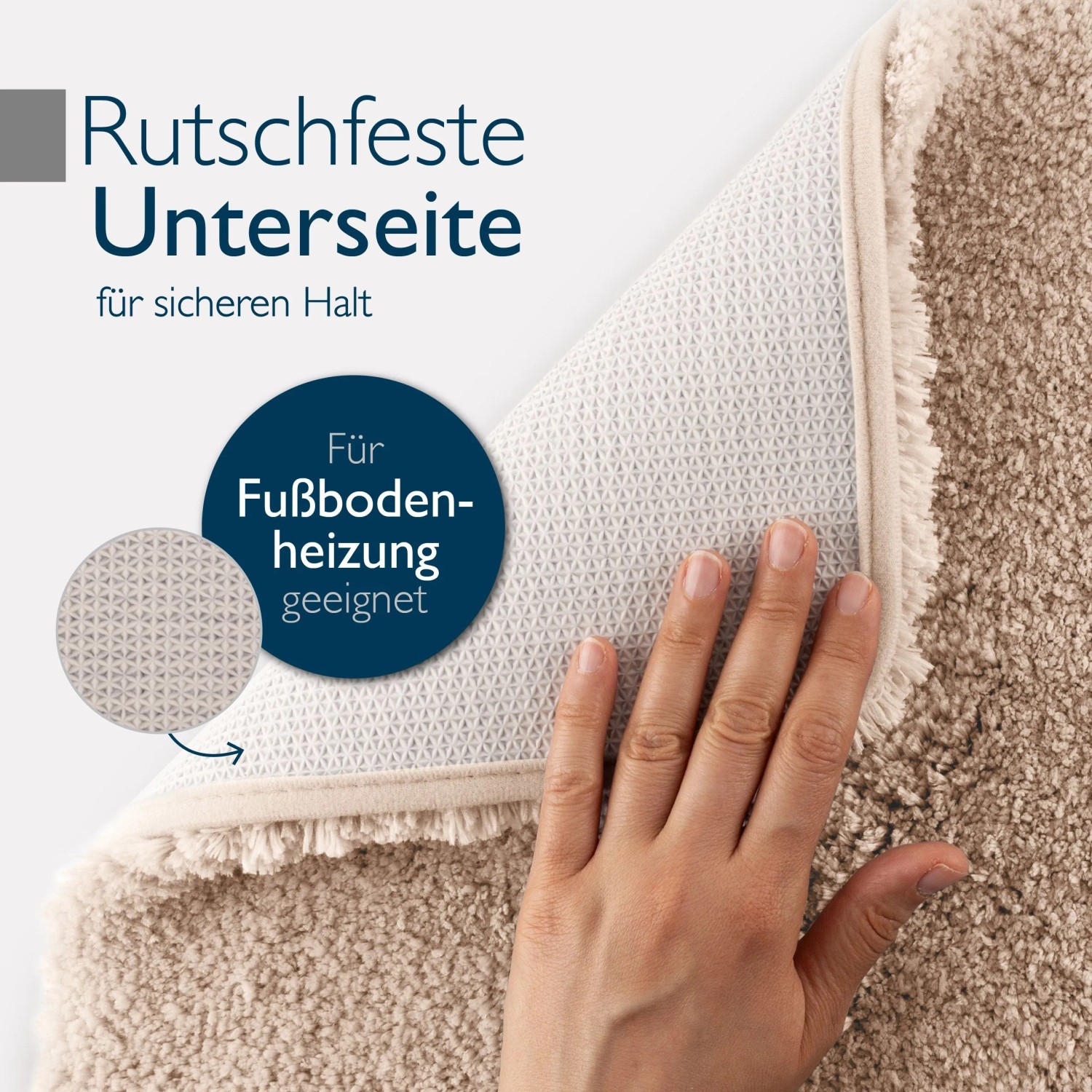 Beautissu Badezimmer Teppich BeauMare FL rutschfest 70 x 120 cm Natur kaufen bei OBI