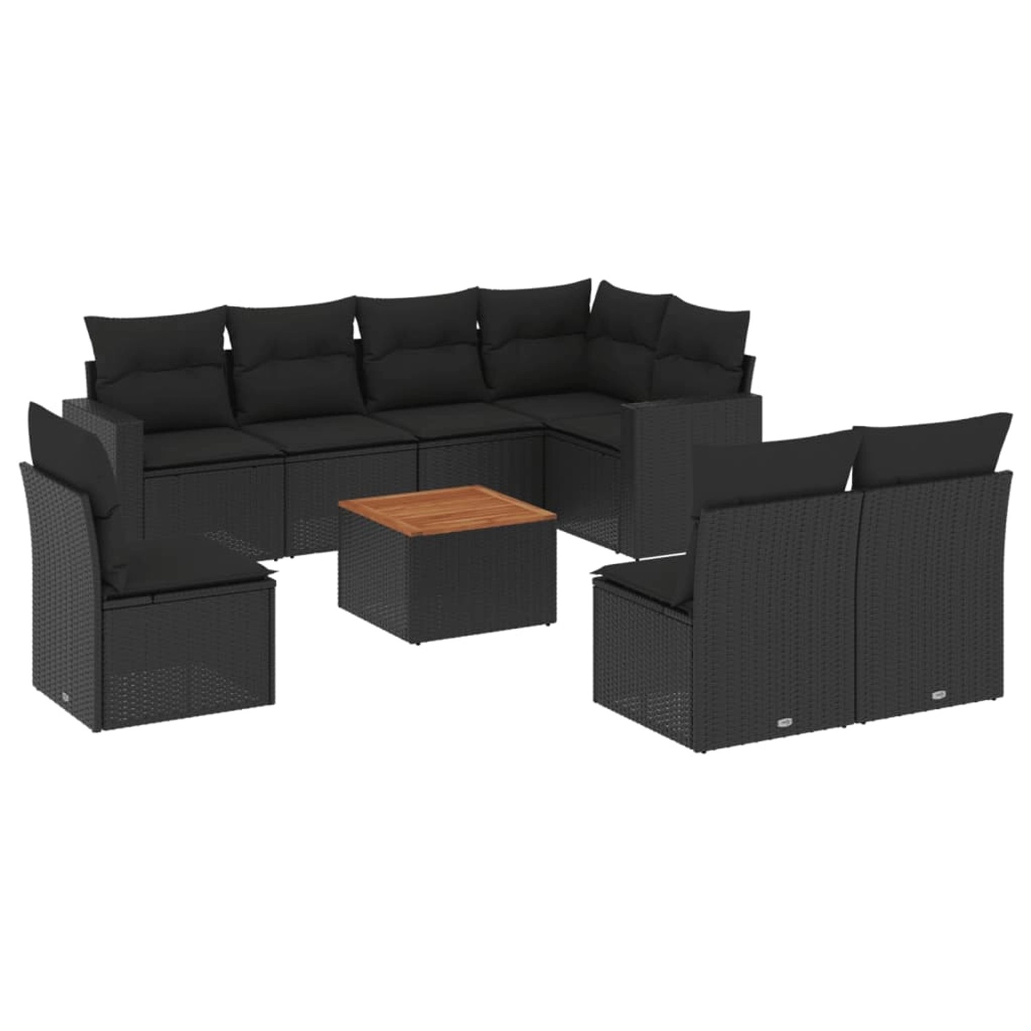 vidaXL 9-Tlg Garten-Sofagarnitur mit Kissen Schwarz Poly Rattan 3256489 günstig online kaufen