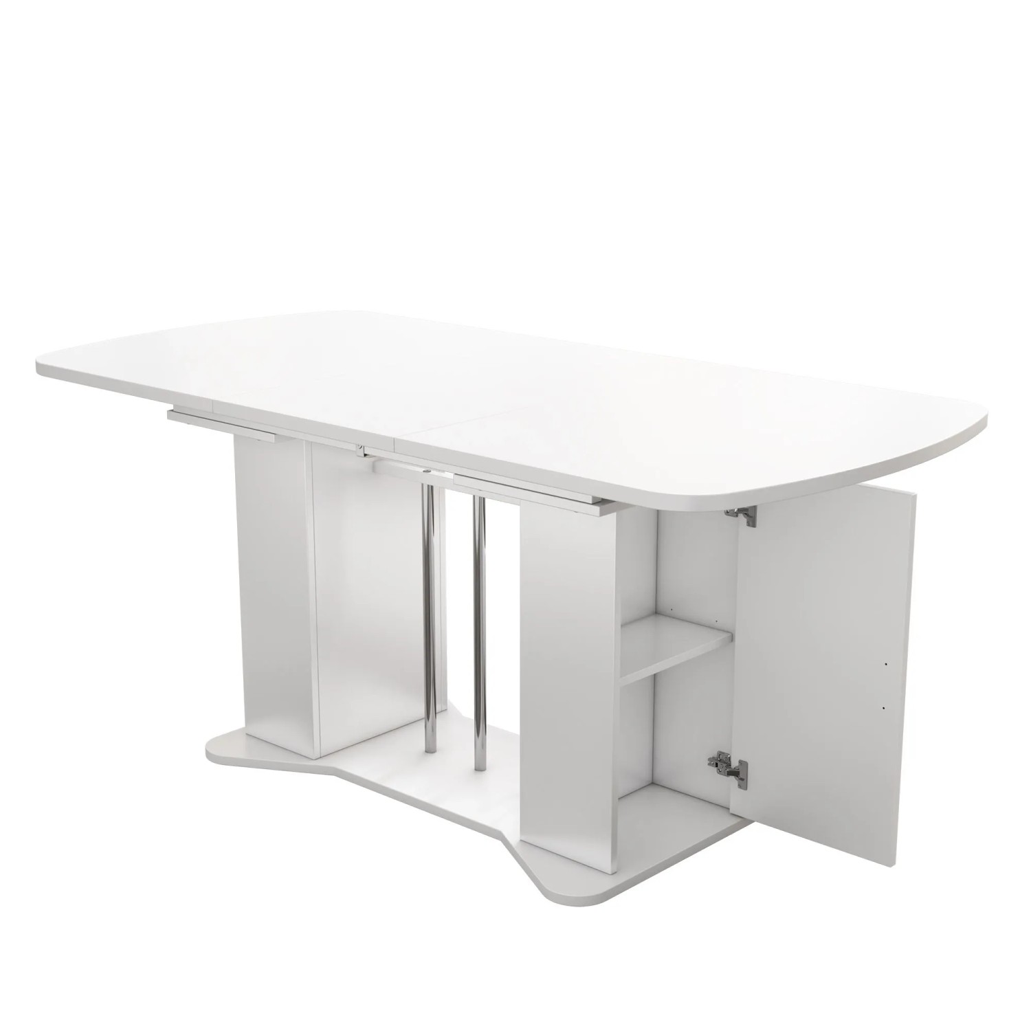 okwish Ausziehbarer Esstisch Multifunktional mit Stauraum 160 × 80 cm Weiß