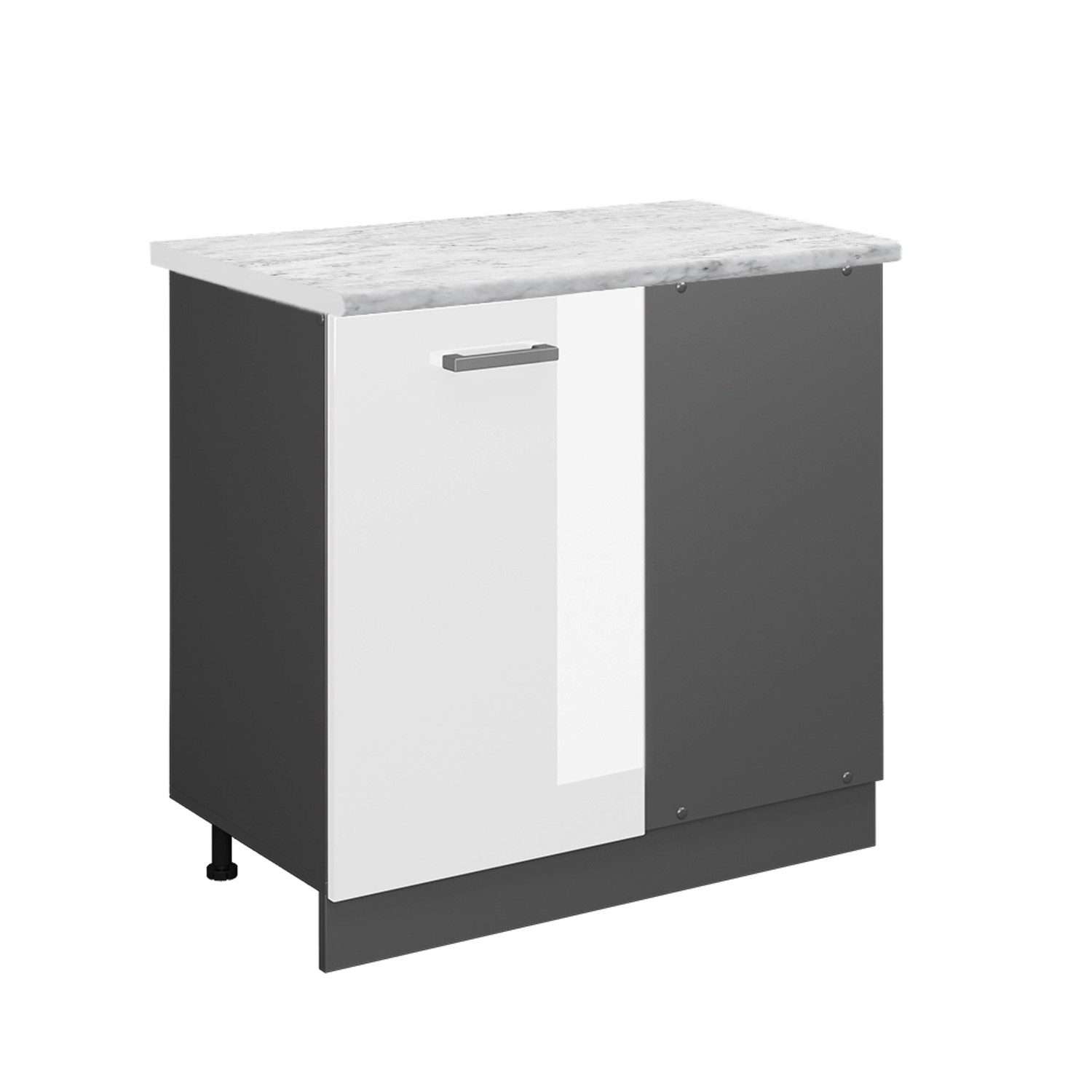 Vicco Eckunterschrank R-Line Küchen Eckschrank Weiß Hochglanz/Anthrazit AP günstig online kaufen