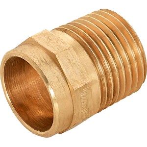 Löt-Übergangsnippel aus Rotguss, 18 mm x 21 mm (R 1/2), für Kupferrohr-Verbindungen.