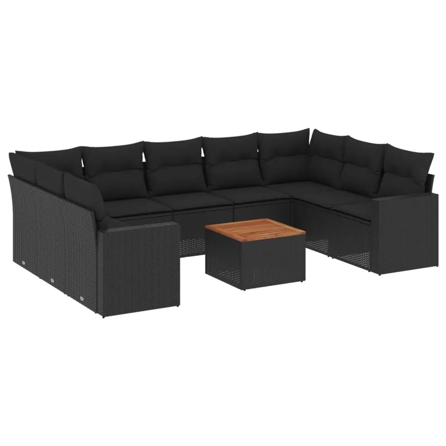 vidaXL 10-Tlg Garten-Sofagarnitur mit Kissen Schwarz Poly Rattan 3224263 günstig online kaufen
