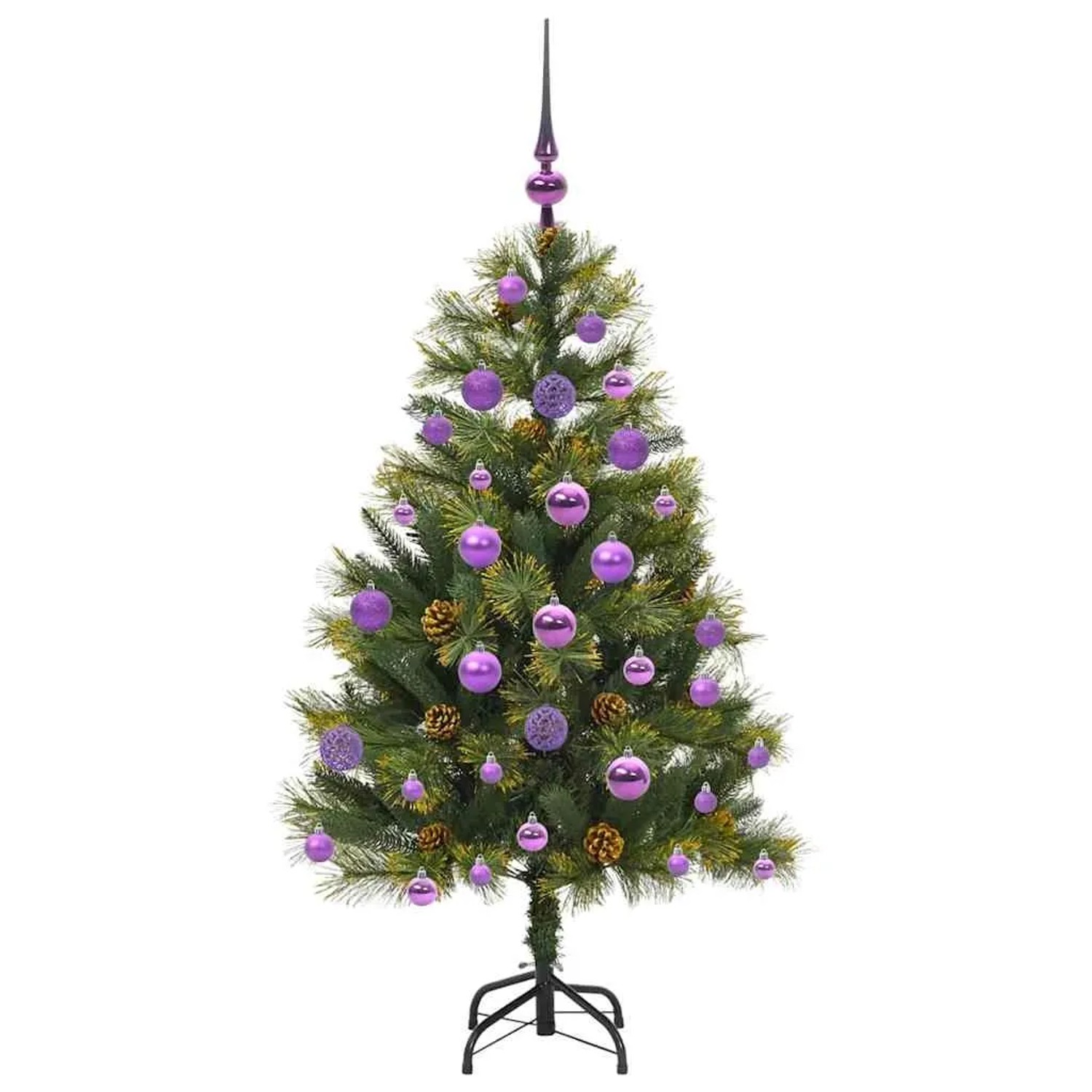 vidaXL Künstlicher Klapp-Weihnachtsbaum mit Tannenzapfen Grün 120 cm 3395077