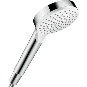 Hansgrohe Crometta Handbrause, 1 Strahlart, Weiß/Chrom, Duschkopf mit QuickClean Funktion.