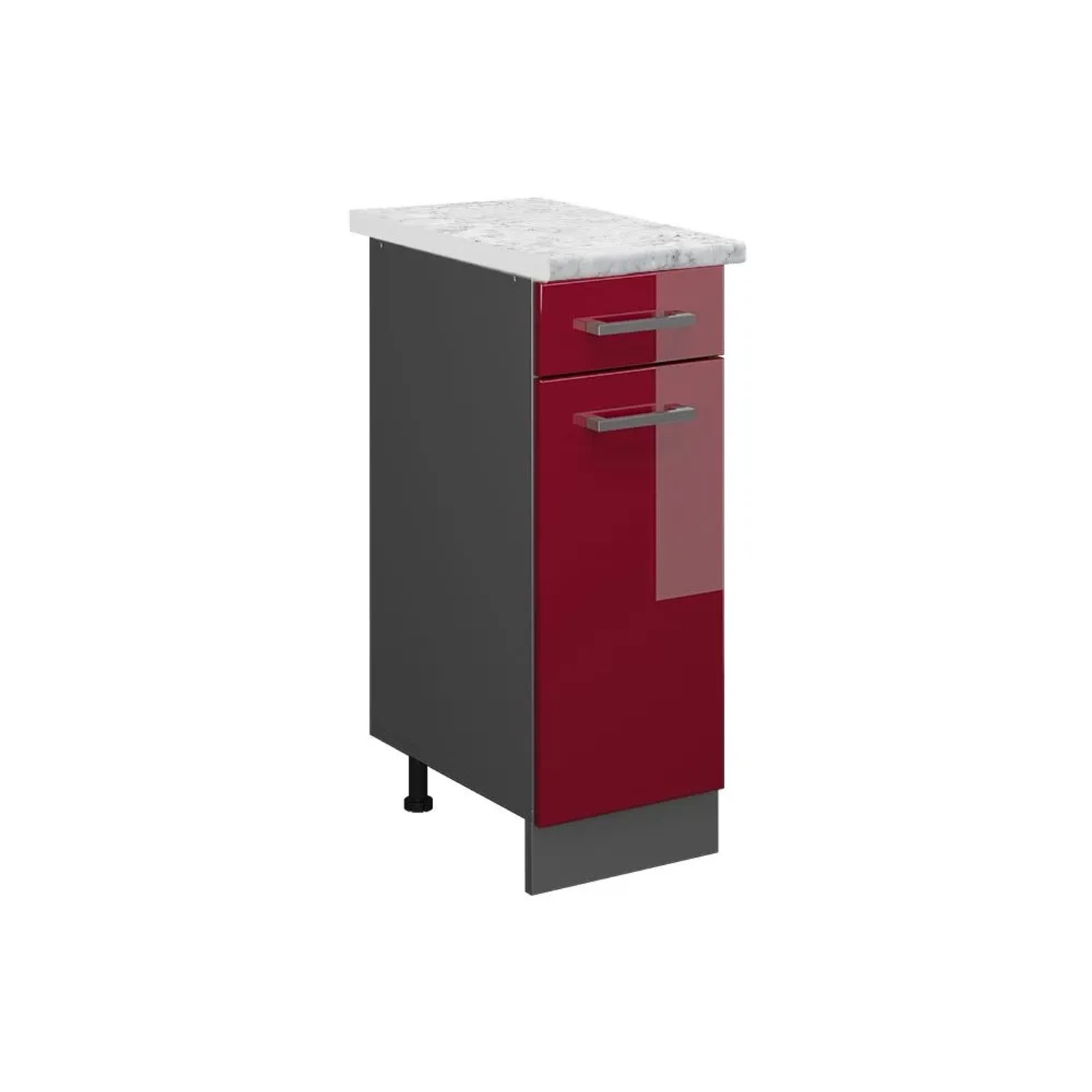 Vicco Küchenunterschrank R-Line Rot Hochglanz 30 x 82 AP Marmor Opt2