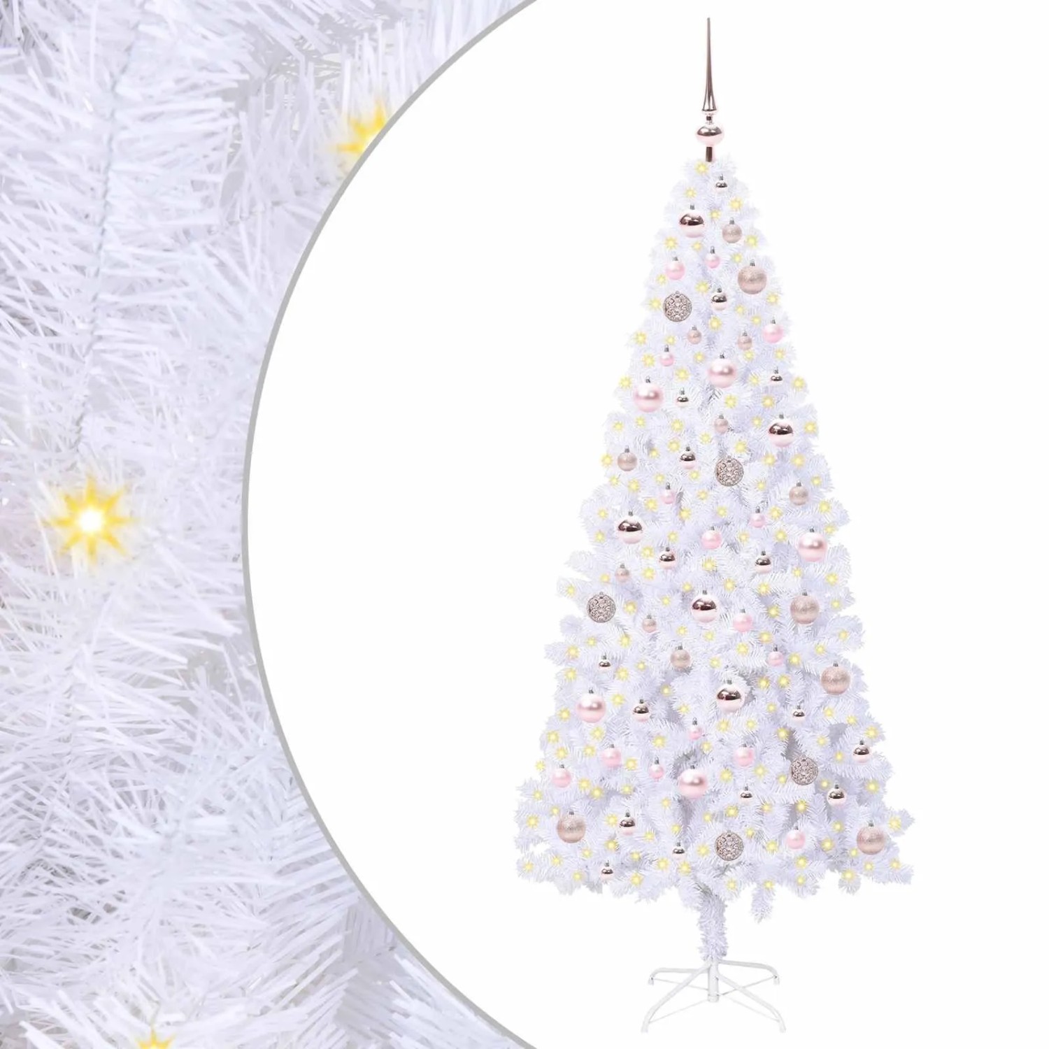 vidaXL Künstlicher Weihnachtsbaum Weiß 180 cm PVC und Stahl 3426659