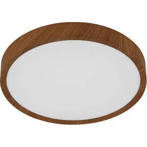 Eglo LED-Deckenleuchte Musurita, Ø 34 cm, Holzoptik natur/weiß. Runde Lampe für Küche, Wohnzimmer, Büro.