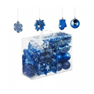 Relaxdays Weihnachtskugeln Polystyrol Blau 100er Set mit Aufbewahrungsbox