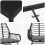 vidaXL Garten Essgruppe, 5-teilig, schwarz, Poly Rattan, Details von Tischplatte, Gestell und Stuhl.