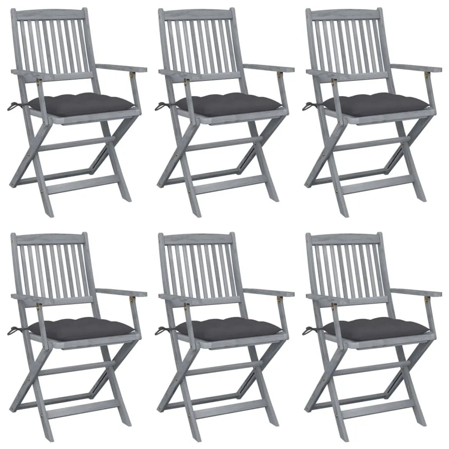 vidaXL Klappbare Gartenstühle 6 Stk mit Kissen Massivholz Akazie 3065422
