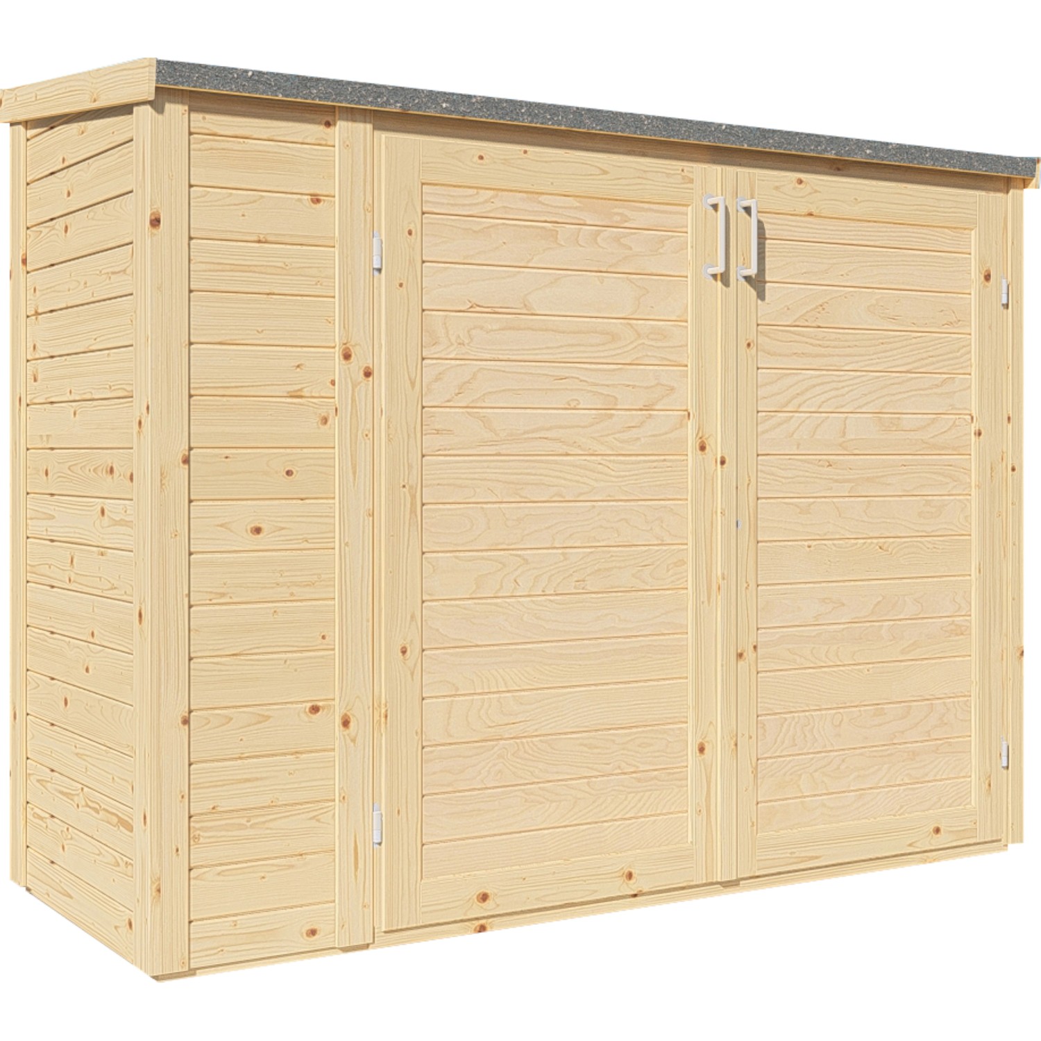 Bertilo Gartenschrank Multibox 3 Natur, 200x82 cm, aus FSC®-zertifiziertem Holz. Gartenschrank mit Doppeltür.