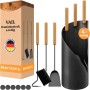 BLACK OAK Kaminbesteck VAIL, 4-teilig mit Ständer. Schlankes, schwarzes Kaminbesteck-Set für Kamin & Ofen.