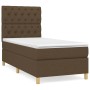 Dunkelbraunes vidaXL Boxspringbett 80x200 cm mit Stoffbezug und Matratze.