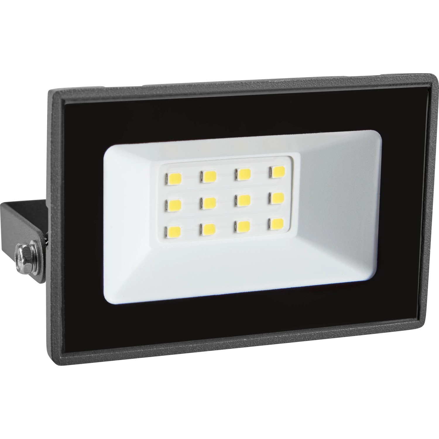 Grauer LED Strahler 10W für Innen und Außen. Kompaktes, modernes Design mit effizienter LED-Technologie.