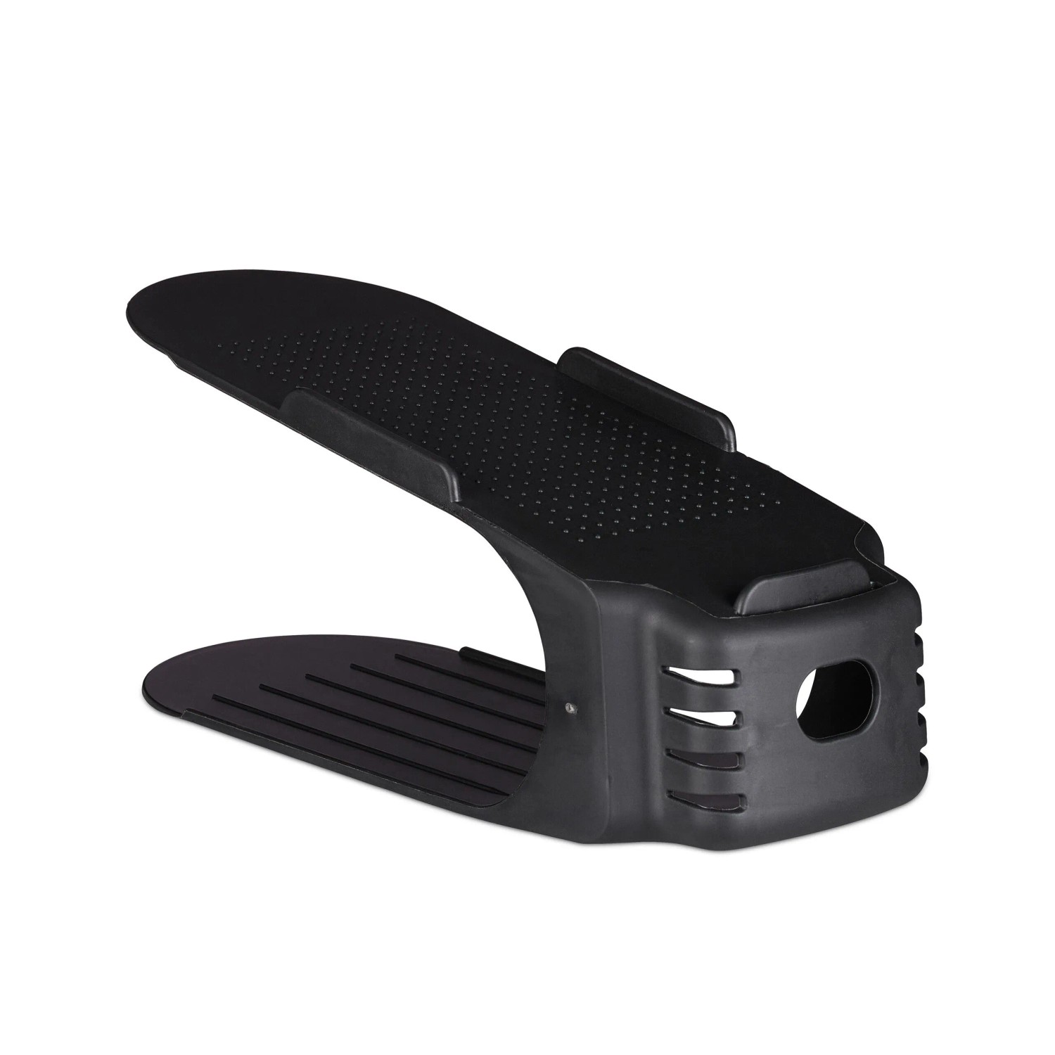 Relaxdays Schuhstapler 15er Set Kunststoff Schwarz Rutschfest 12,5 cm x 10 cm x 25 cm
