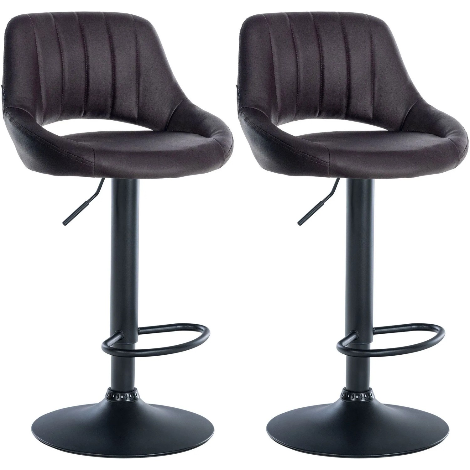 DELUKE 2er Set Barhocker SEGAD Kunstleder Braun 47x48x85cm Schwarz Barstuhl Höhenverstellbar Mit Lehne Drehbar Tresenhocker Tresenstuhl