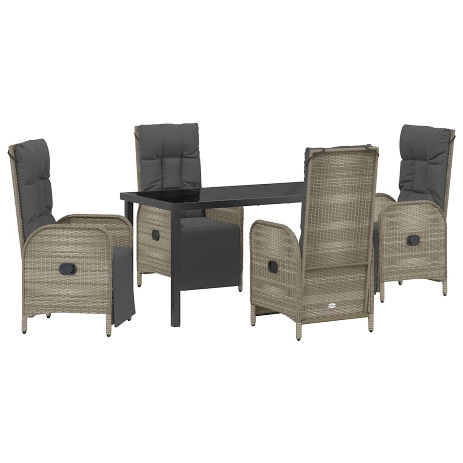 vidaXL Garten Essgruppe mit Kissen 5-Tlg Grau Poly Rattan 3380136 günstig online kaufen