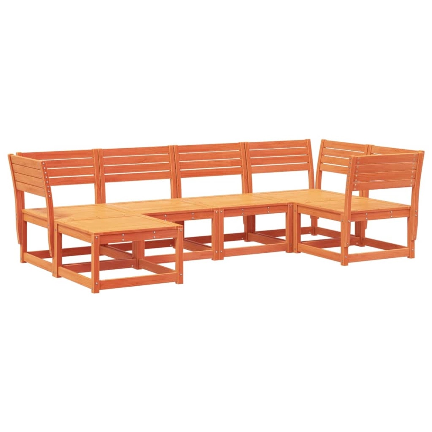 vidaXL 6-tlg Garten-Sofagarnitur Wachsbraun Massivholz Kiefer Modell 1 günstig online kaufen