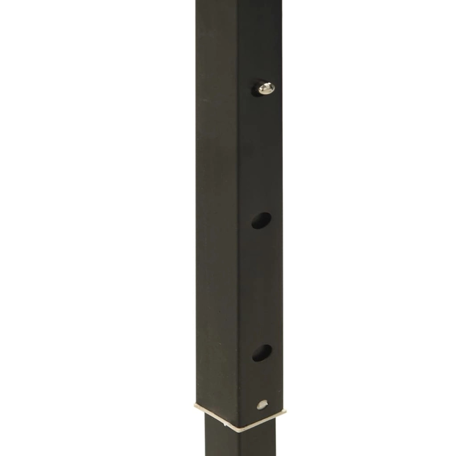 Detailaufnahme vom schwarzen Stahlrahmen des vidaXL Partyzelts 3x6m, Fokus auf Höhenverstellung.