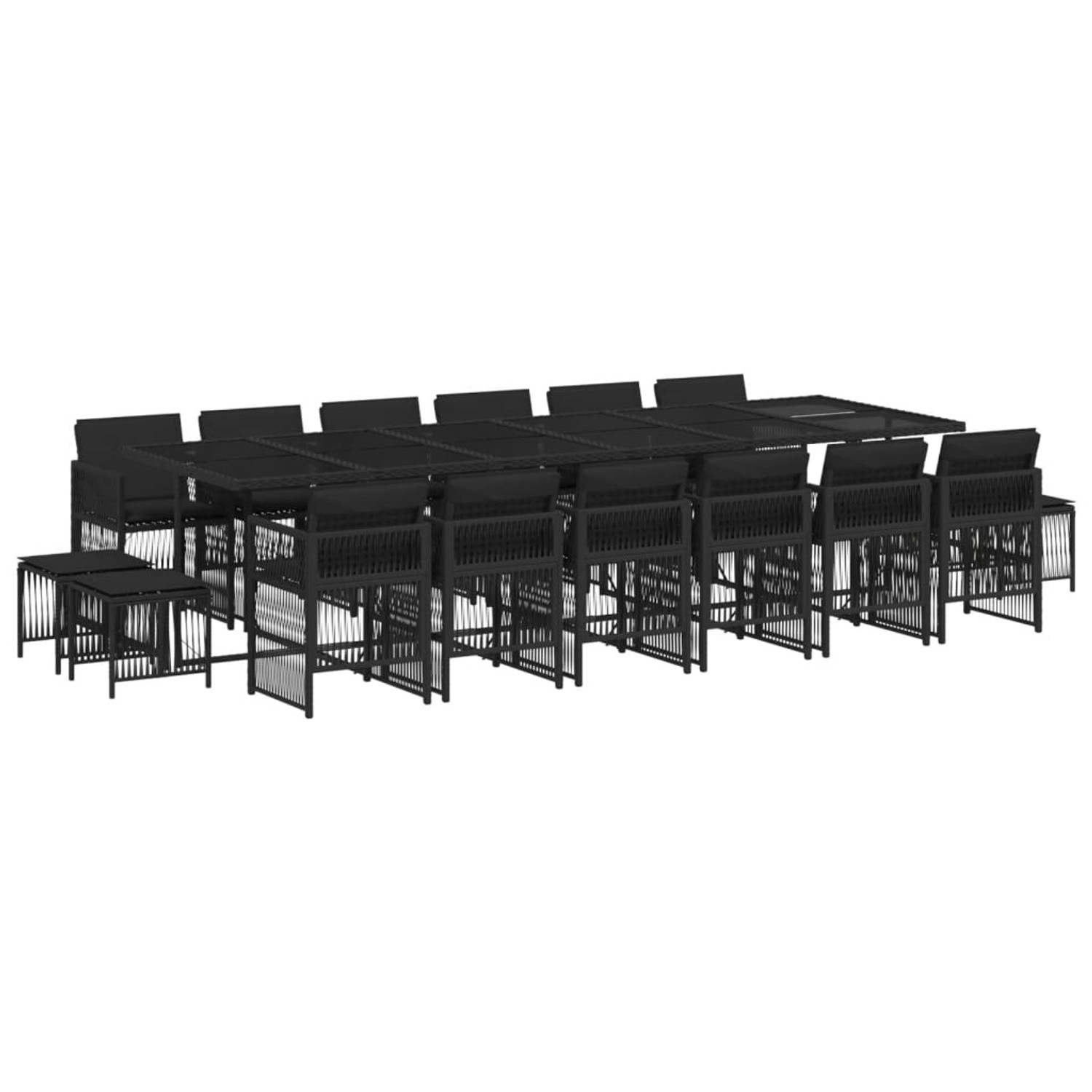 vidaXL 17-Tlg Garten-Essgruppe mit Kissen Schwarz Poly Rattan 3211003 günstig online kaufen