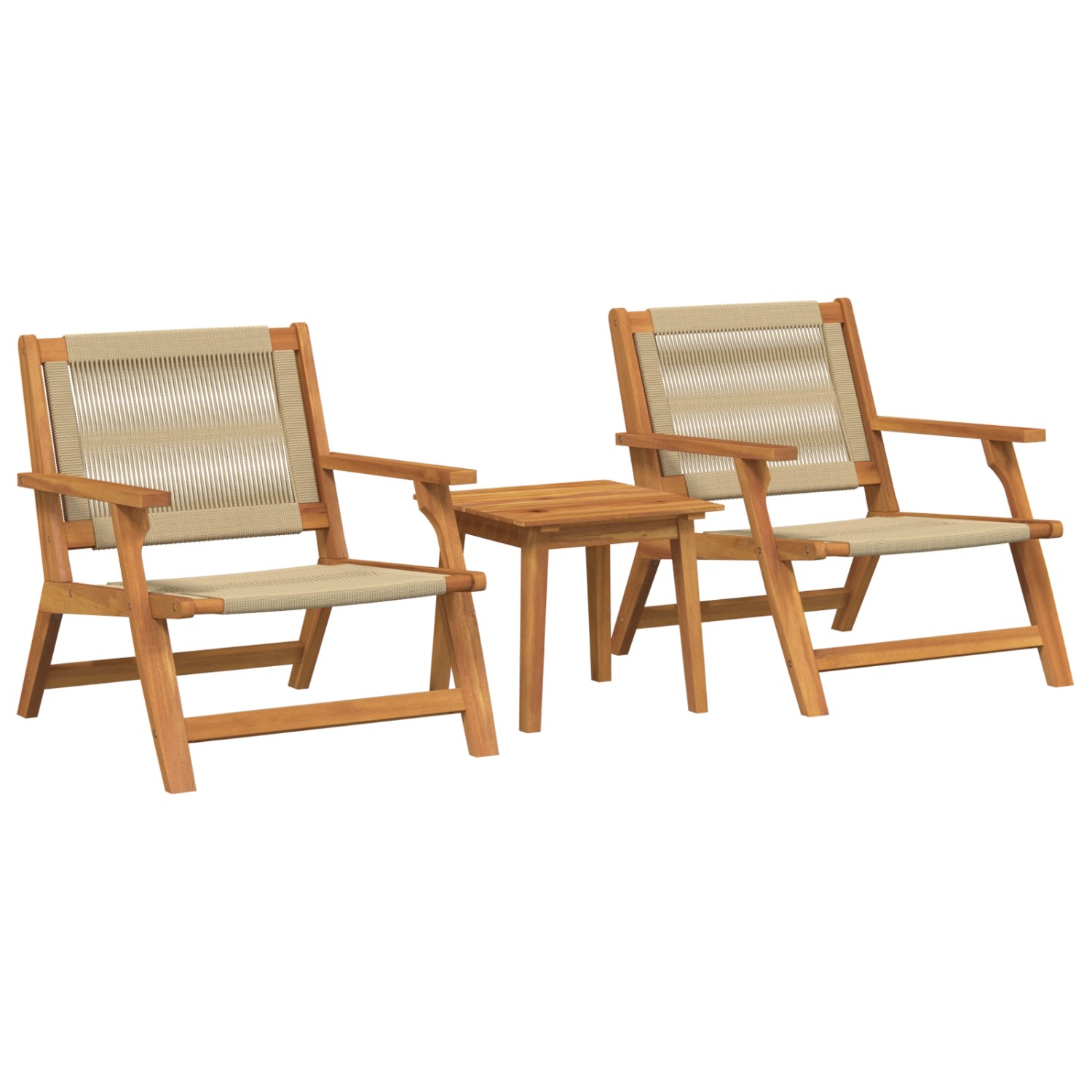 vidaXL Gartenstühle mit Tischset - 3 Teile in Beigem Massivem Akazienholz 3 günstig online kaufen