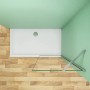 AICA Walk-In Dusche mit Duschwand, Stabilisator und Nano-Glas, Aufsicht.