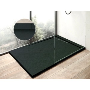 Rechteckige, anthrazitfarbene Ottofond Duschwanne Zona, 120x90 cm, extraflach.