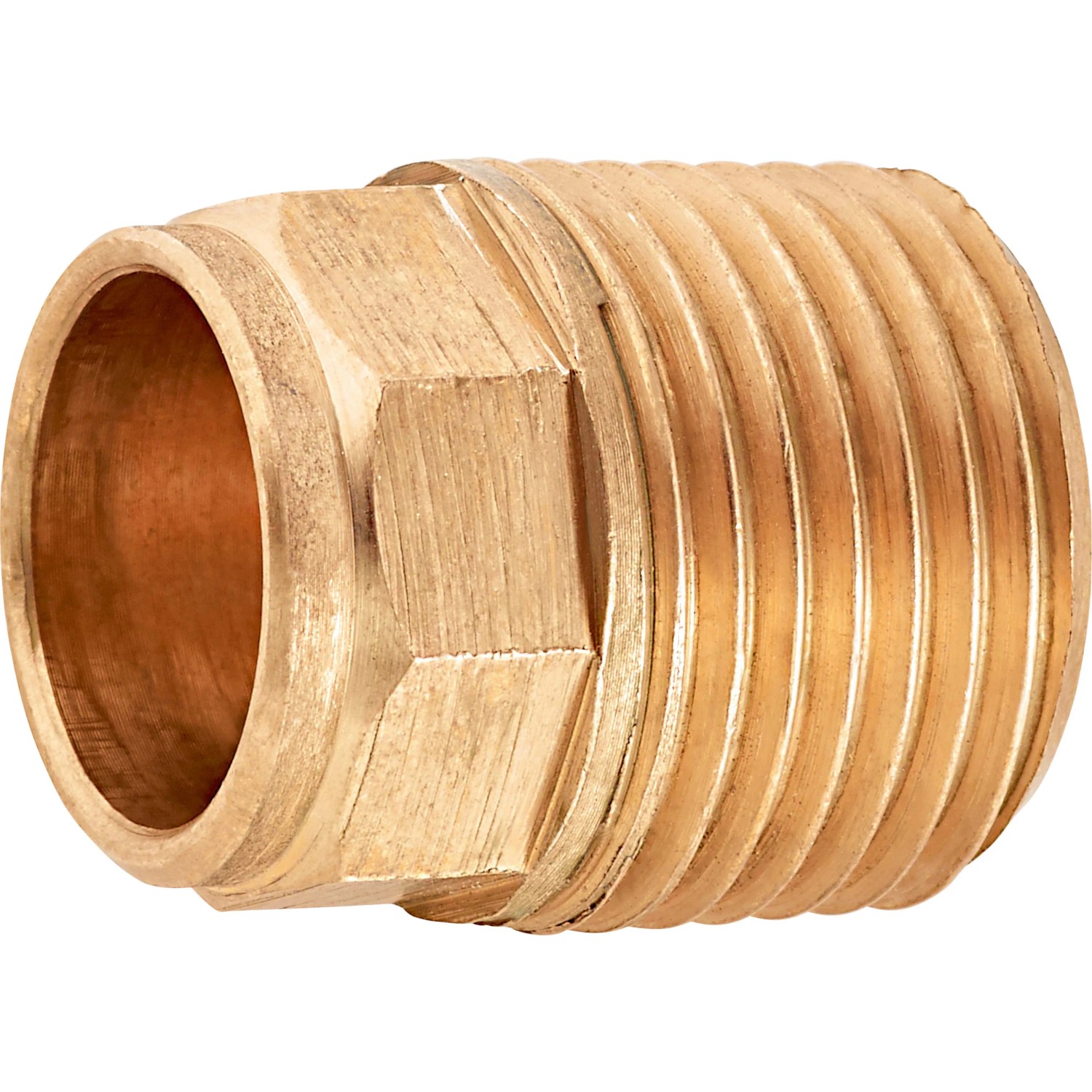 Löt-Übergangsnippel, 15 mm x 21 mm (R 1/2), aus Rotguss, 10er-Set für Kupferrohrsysteme.