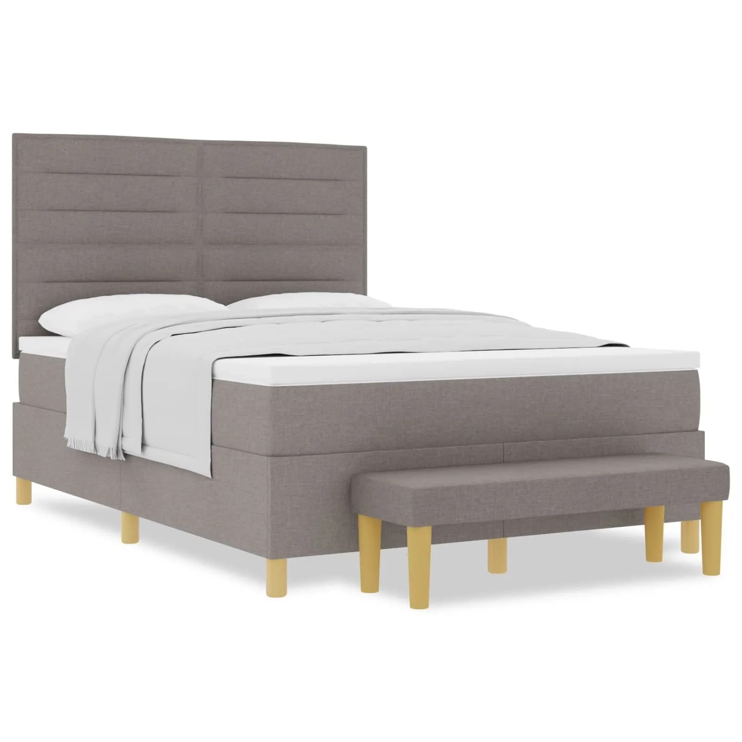 vidaXL Boxspringbett mit Matratze Taupe 140 x 190 cm Stoff 3344223 günstig online kaufen