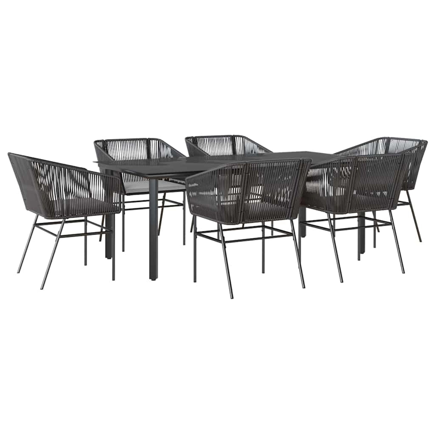 vidaXL 7-Tlg Garten-Essgruppe mit Kissen Schwarz Poly Rattan Glas 3334616 günstig online kaufen