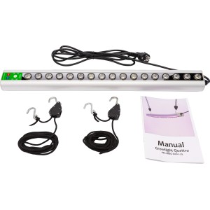 Parus LED-Pflanzenlampe GrowLight Quattro 30W mit Aufhängung und Anleitung für Pflanzenanzucht.