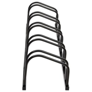Schwarzer vidaXL Fahrradständer aus Stahl für 5 Fahrräder.