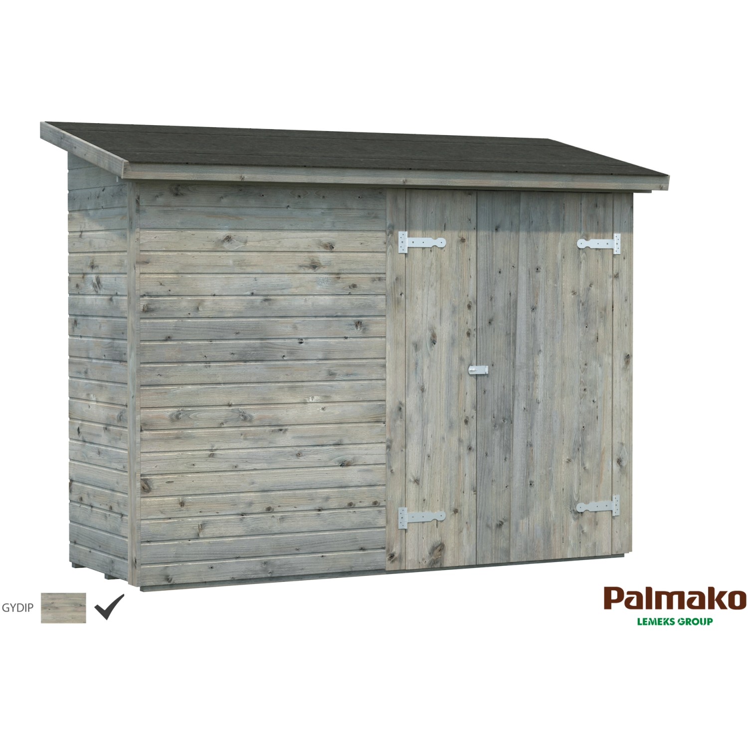 Palmako Leif Holz-Gartenhaus Grau Pultdach Tauchgrundiert 234 cm x 95 cm günstig online kaufen