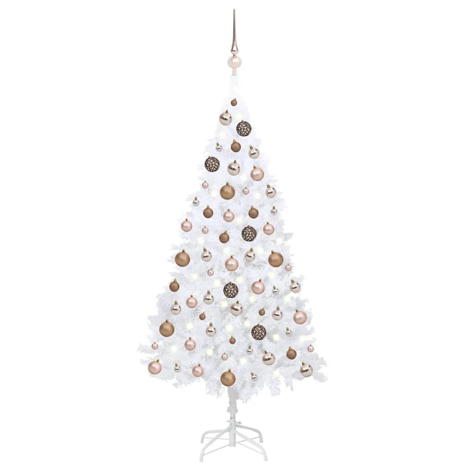 vidaXL Künstlicher Weihnachtsbaum mit Beleuchtung & Kugeln Weiß 150 cm 3077626