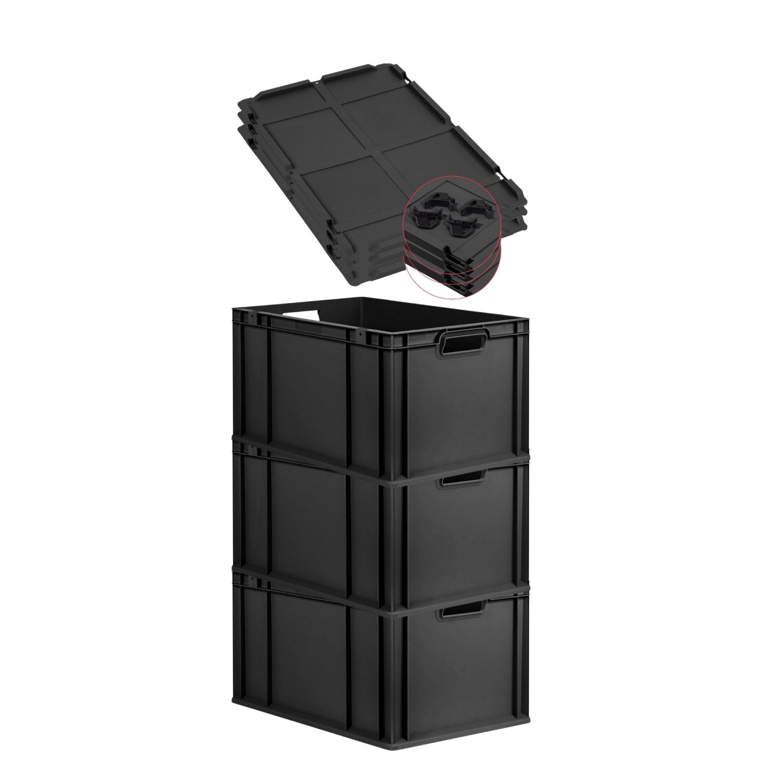 PROREGAL SuperSparSet 3x Eurobox Nextgen Grip Mit Auflagedeckel Und Schwarz günstig online kaufen